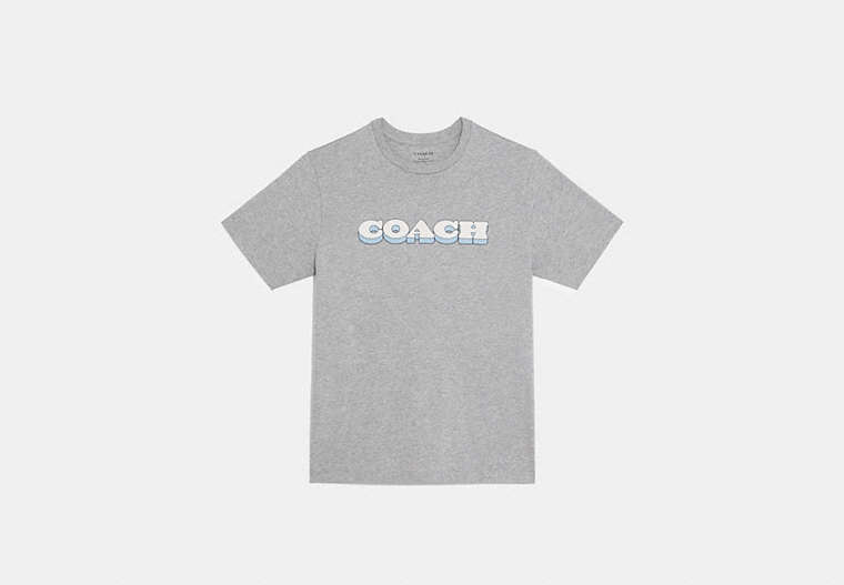 COACH®,HERITAGE SIGNATURE T-SHIRT,Heather Grey,Front View image number 0