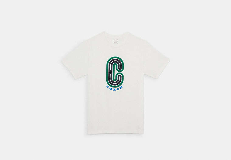 COACH®,SIGNATURE RETRO T-SHIRT,Bright White,Front View image number 0