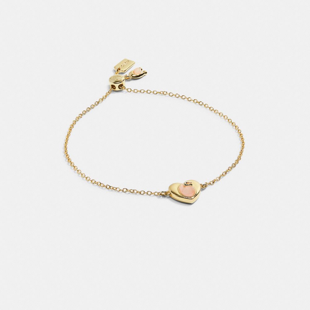 COACH®,Heart Padlock Slider Bracelet,,Front View
