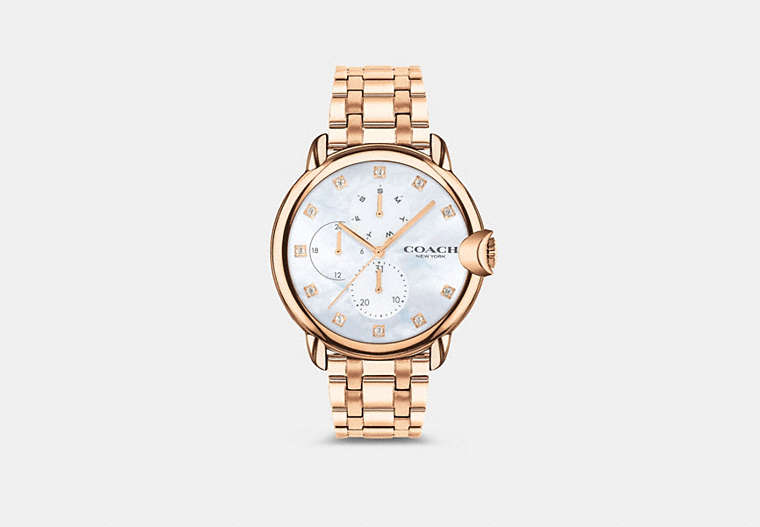 COACH®,ARDEN WATCH, 38MM,Metal,Rose Gold,Front View
