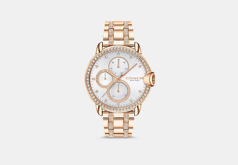 COACH®,ARDEN WATCH, 38MM,Rose Gold,Front View