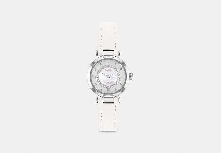 COACH®,MONTRE CARY, 26 MM,Cuir,Blanc,Front View