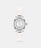COACH®,CARY WATCH, 26MM,Leather,White,Front View