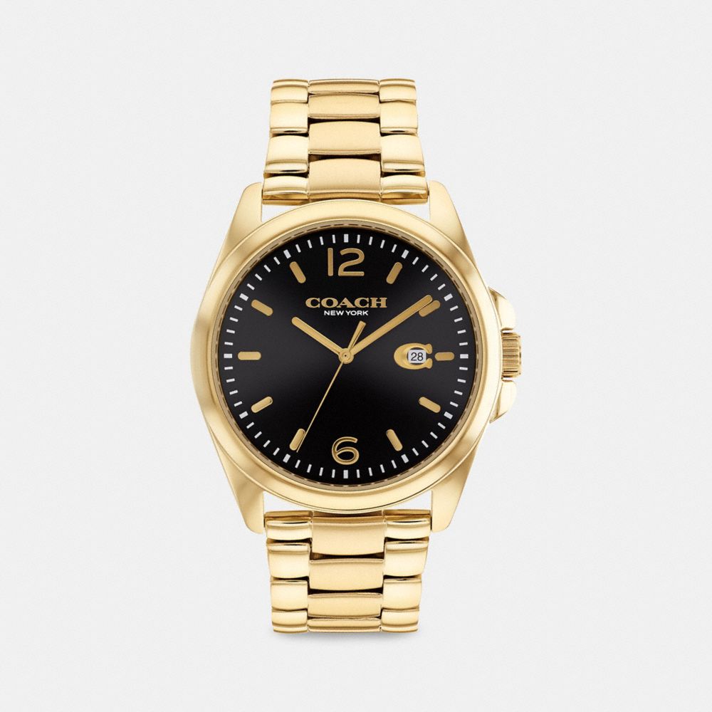 COACH®,GREYSON WATCH, 41MM,Gold,Front View image number 0