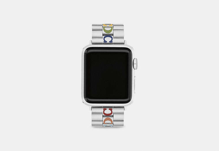 COACH®,APPLE WATCH® STRAP, 38MM AND 40MM ,Stainless Steel,Stainless Steel/ Multi,Front View