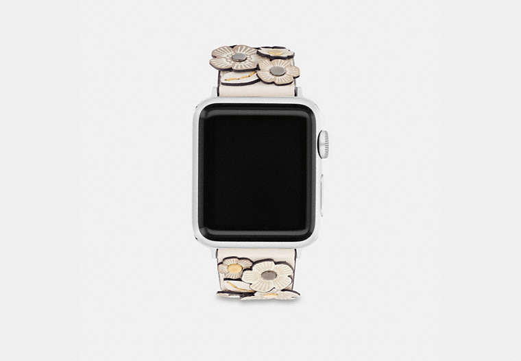COACH®,APPLE WATCH® STRAP, 38MM AND 40MM,Leather,Chalk,Front View