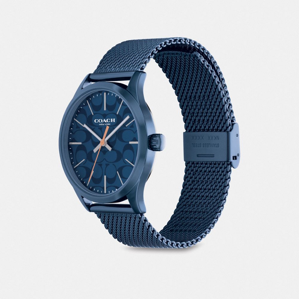 COACH®,BAXTER WATCH, 39MM,Navy,Angle View