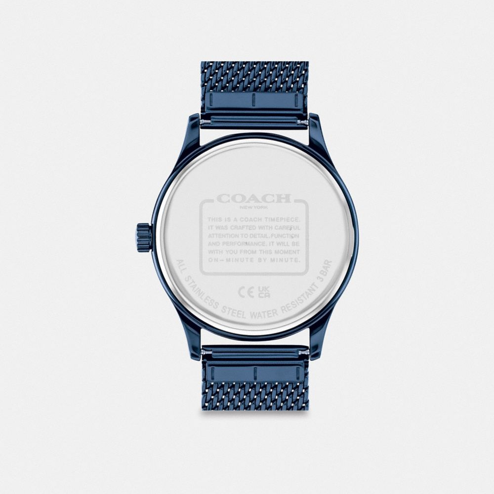 COACH®,Baxter Watch, 39 Mm,Analog,Mineral,Crystal,Word Embellishment,Logo,Water Resistant,Color Metal,Casual,,Back View