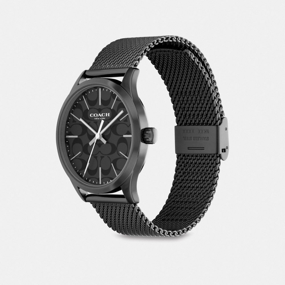 COACH®,MONTRE BAXTER, 39 MM,Noir,Angle View