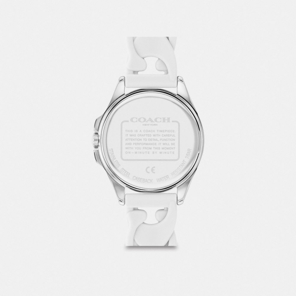 COACH®,MONTRE LIBBY, 34MM,Acier inoxydable,Blanc,Back View