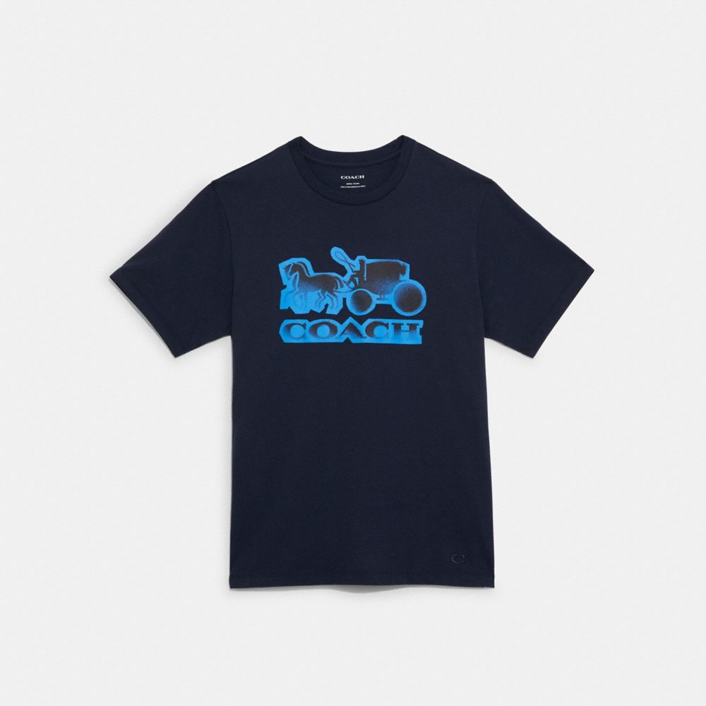 Spray Print Horse And Carriage T Shirt