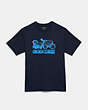 COACH®,SPRAY PRINT HORSE AND CARRIAGE T-SHIRT,Sky Captain,Front View