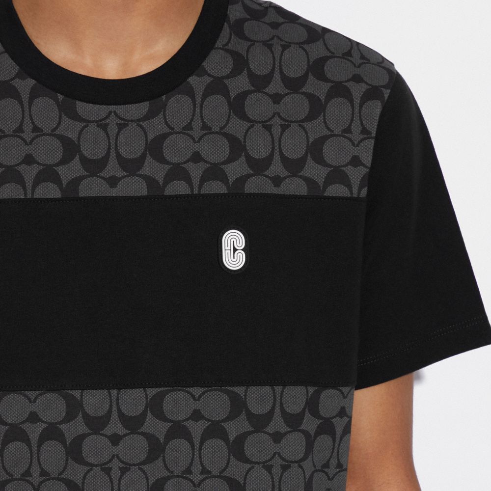 COACH®,T-SHIRT SIGNATURE,Signature anthracite,Detail View