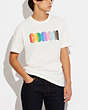 COACH®,RAINBOW SIGNATURE T-SHIRT,canvas,Bright White,Scale View