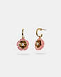 COACH®,TEA ROSE EARRINGS,Brass,Gold/Pink,Front View