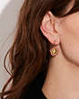 COACH®,TEA ROSE EARRINGS,Brass,Gold/Pink,Detail View