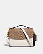 COACH®,RESTORED CASSIE CROSSBODY WITH SIGNATURE CANVAS BLOCKING,Small,Brass/Tan/Chalk,Front View