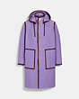 COACH®,BONNIE CASHIN FRAMEWORK COAT,cotton,Faded Purple,Front View