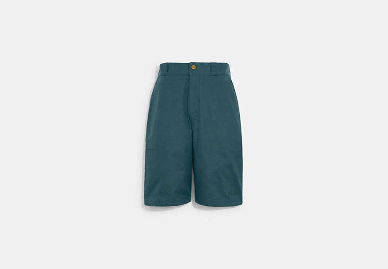 COACH®,CANVAS SKATER SHORTS,Dark Teal,Front View