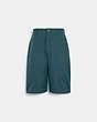 COACH®,CANVAS SKATER SHORTS,Dark Teal,Front View