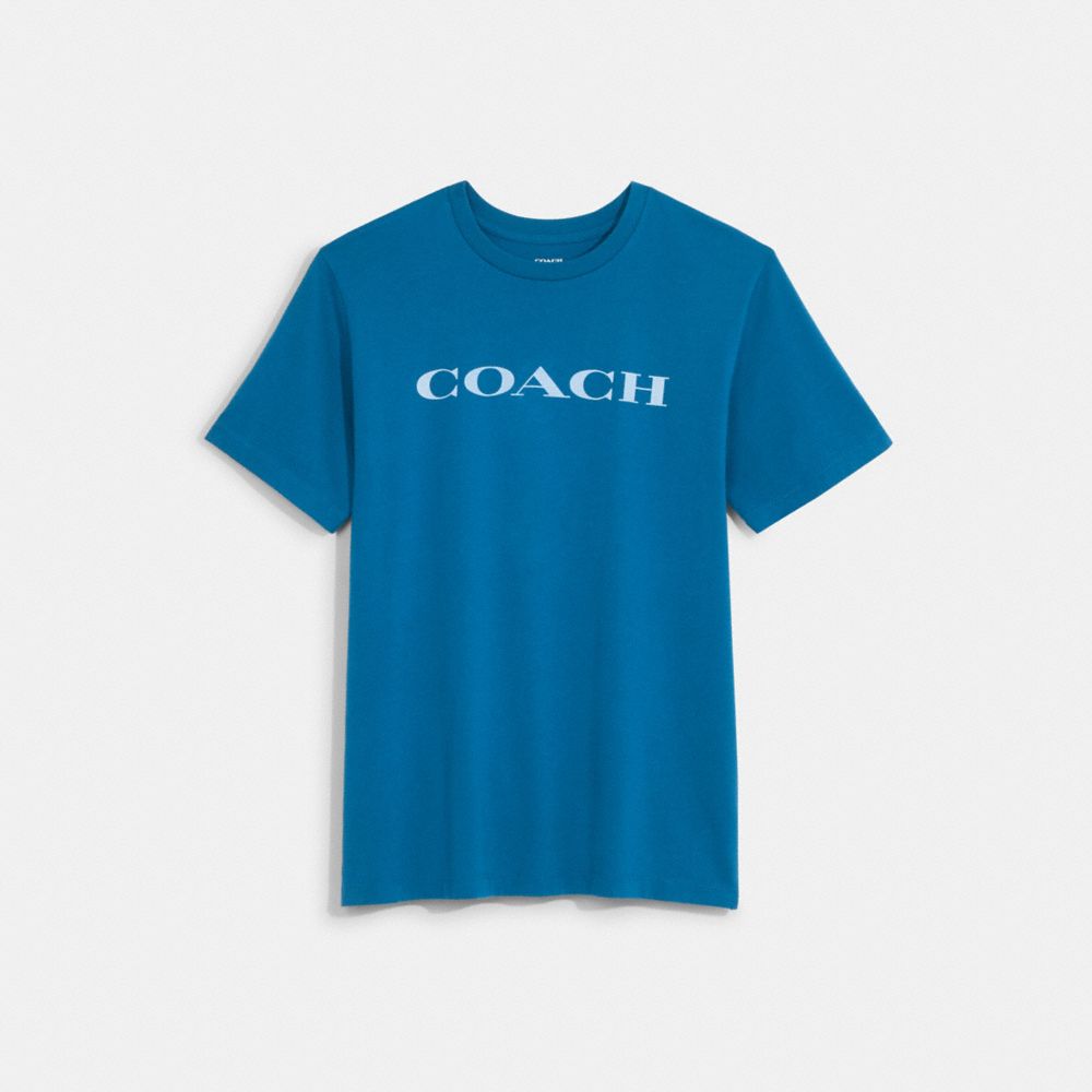 COACH®,T-SHIRT ESSENTIAL EN COTON BIOLOGIQUE,Coton organique,Saphir bleu,Front View