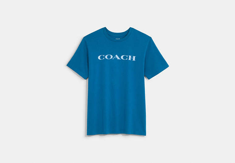 COACH®,ESSENTIAL T-SHIRT IN ORGANIC COTTON,Organic Cotton,Blue Sapphire,Front View
