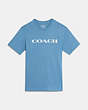 COACH®,ESSENTIAL T-SHIRT IN ORGANIC COTTON,Organic Cotton,Blue Heaven,Front View