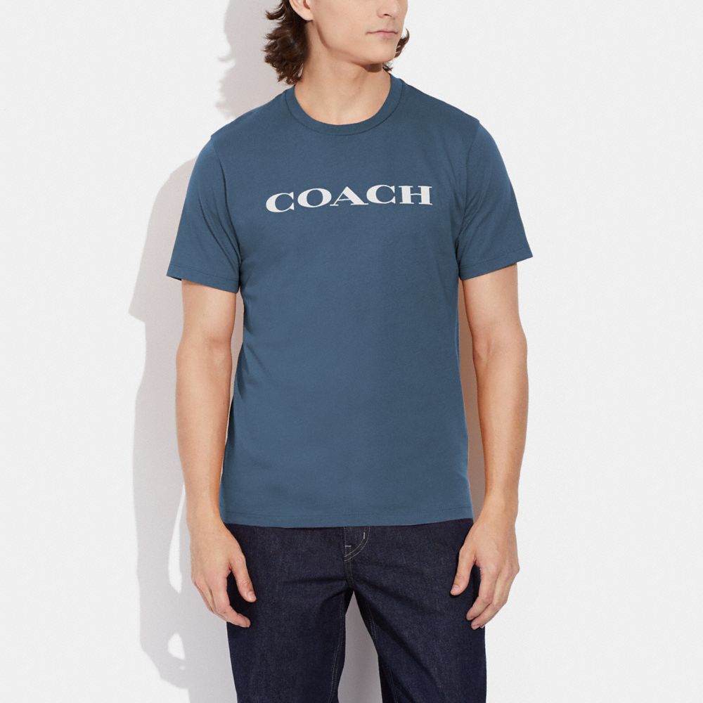 COACH®,ESSENTIAL T-SHIRT IN ORGANIC COTTON,Orion Blue,Scale View