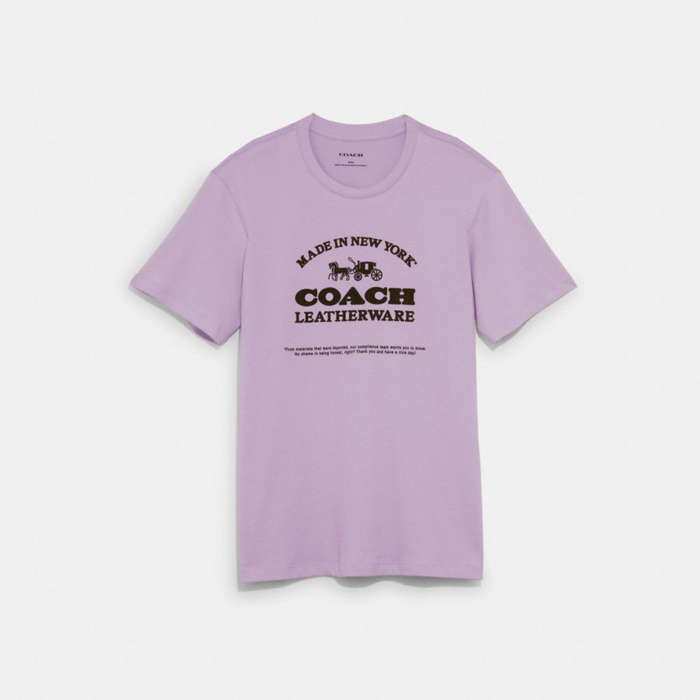 COACH®,MADE IN NEW YORK T-SHIRT,Organic Cotton,Lilac,Front View