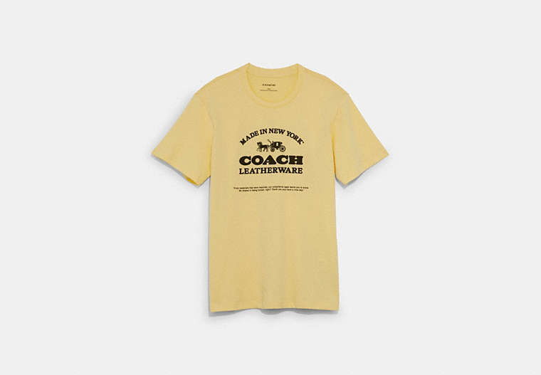 COACH®,T-SHIRT MADE IN NEW YORK,Coton organique,Jaune pastel,Front View
