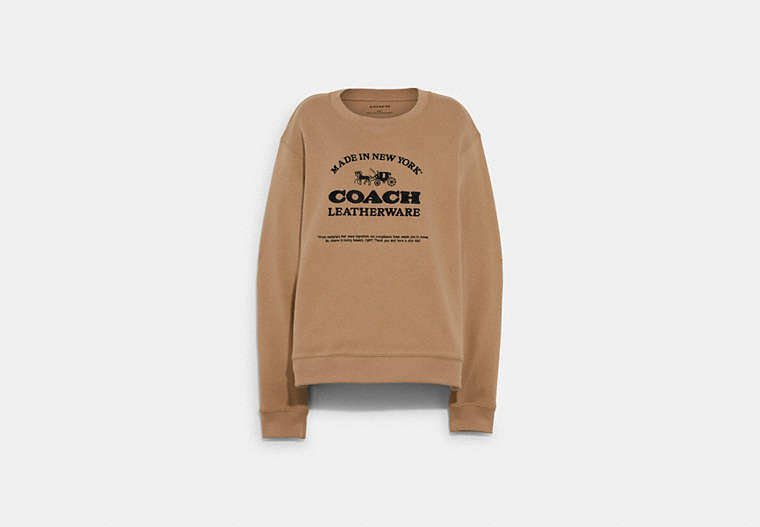 COACH®,MADE IN NEW YORK SWEATSHIRT,wool,Camel,Front View