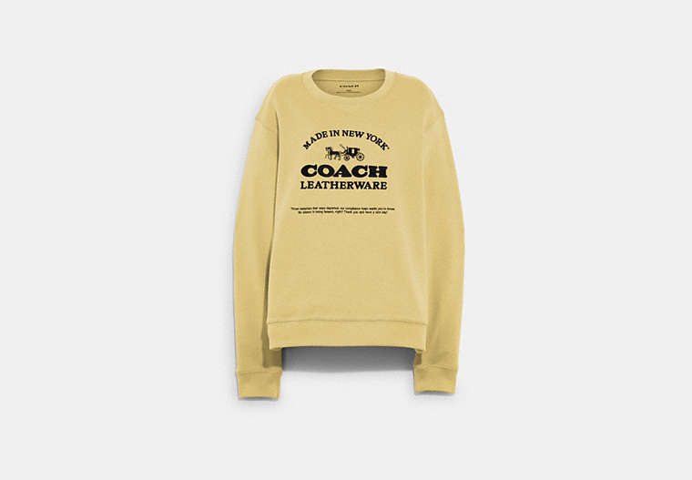 COACH®,MADE IN NEW YORK SWEATSHIRT,wool,Pastel Yellow,Front View