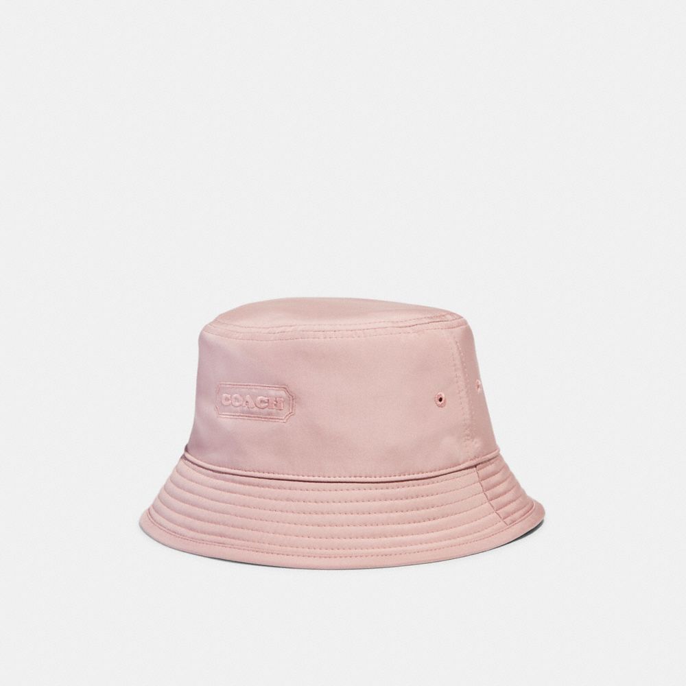 COACH®,REVERSIBLE SIGNATURE NYLON BUCKET HAT,Faded Pink,Front View