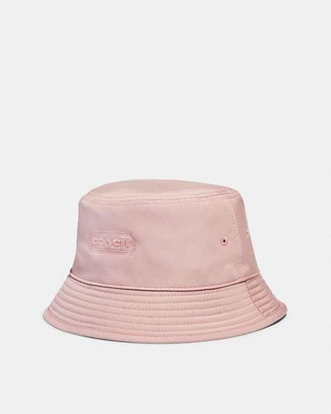 COACH®,REVERSIBLE SIGNATURE NYLON BUCKET HAT,Polyester,Faded Pink,Front View