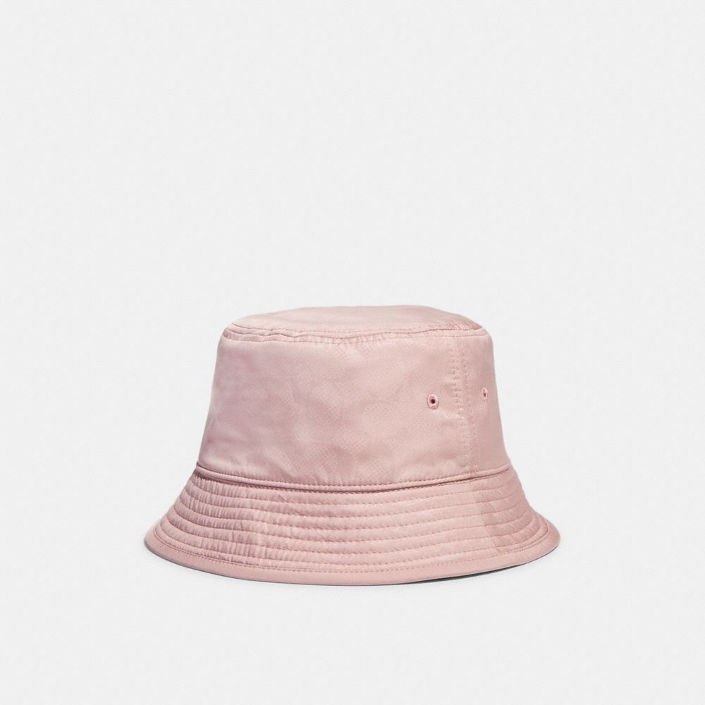 COACH®,REVERSIBLE SIGNATURE NYLON BUCKET HAT,Faded Pink,Angle View