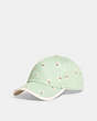 COACH®,FLORAL PRINT BASEBALL HAT,cotton,Green Chalk,Front View