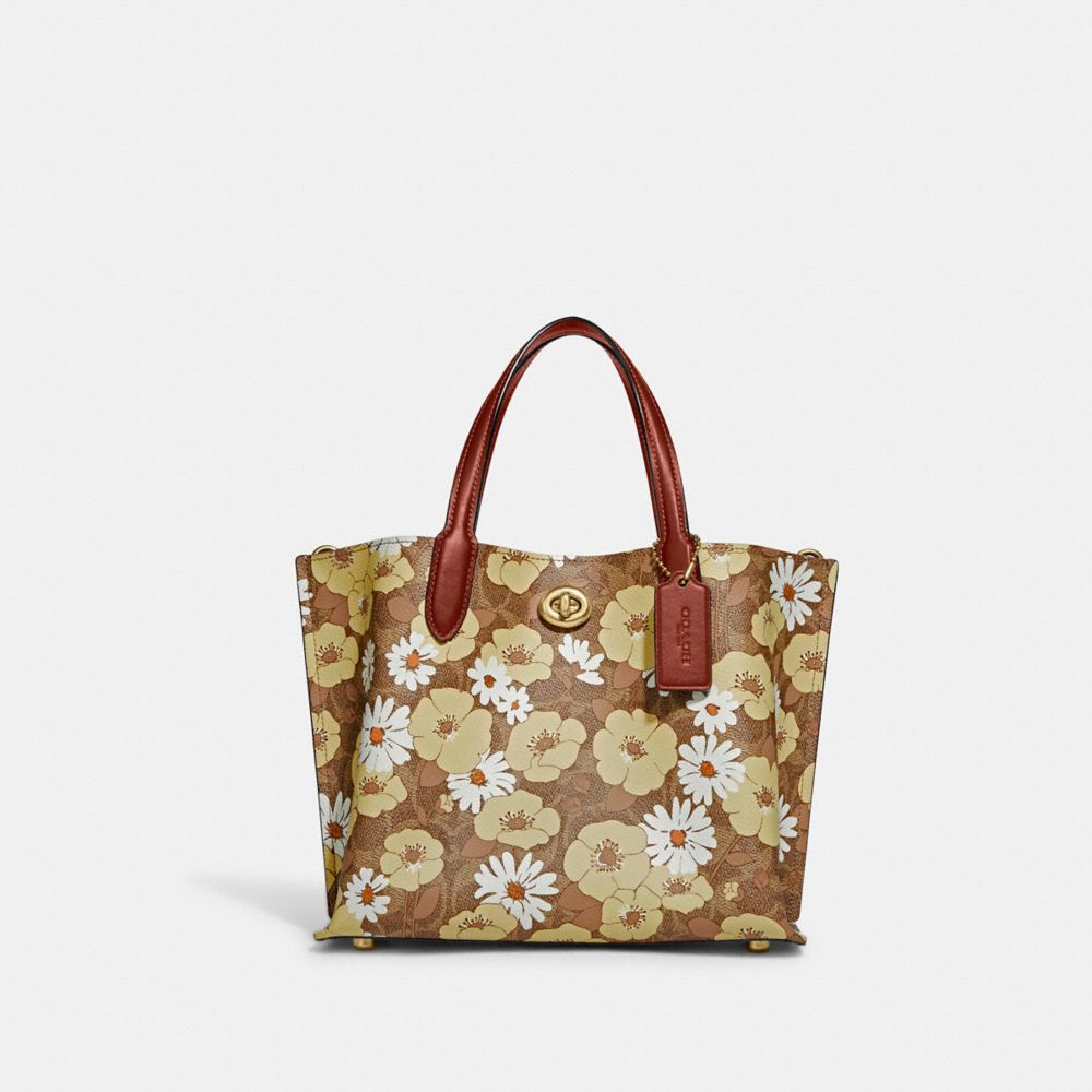 Coach Willow Tote 24 in Signature Canvas Tan/Rust