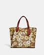 COACH®,WILLOW TOTE 24 IN SIGNATURE CANVAS WITH FLORAL PRINT,Signature Coated Canvas,Medium,Brass/Tan Rust Multi,Front View