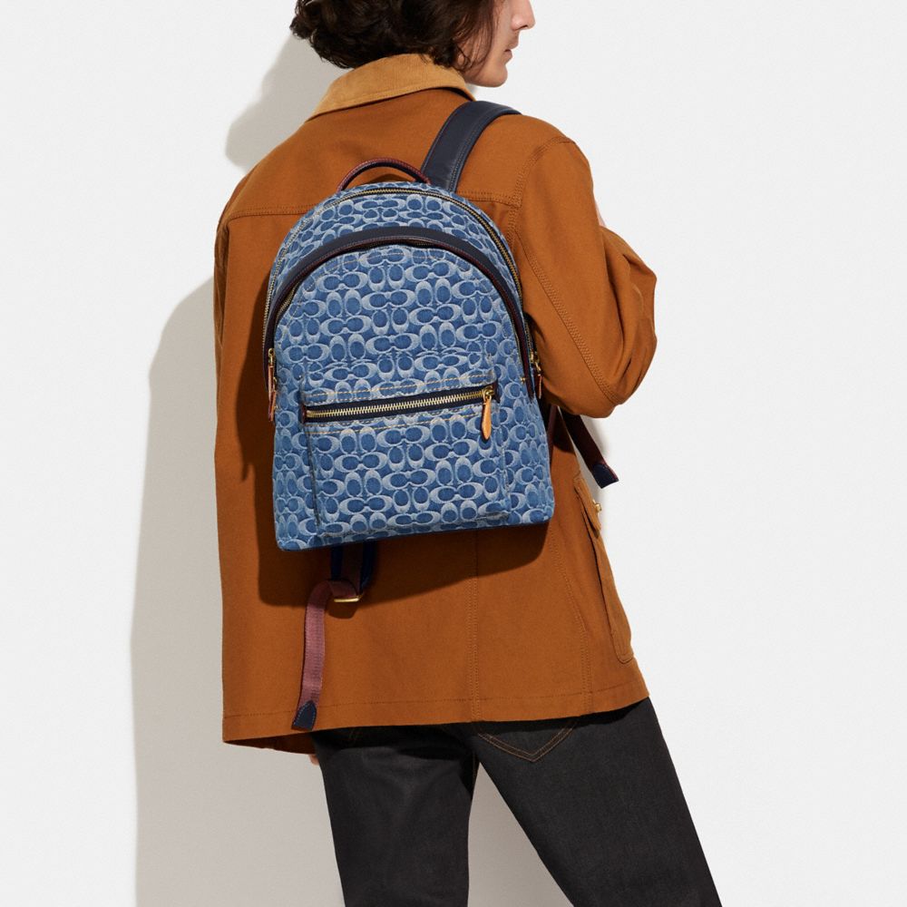 COACH Men's Charter Signature Denim Backpack - Macy's