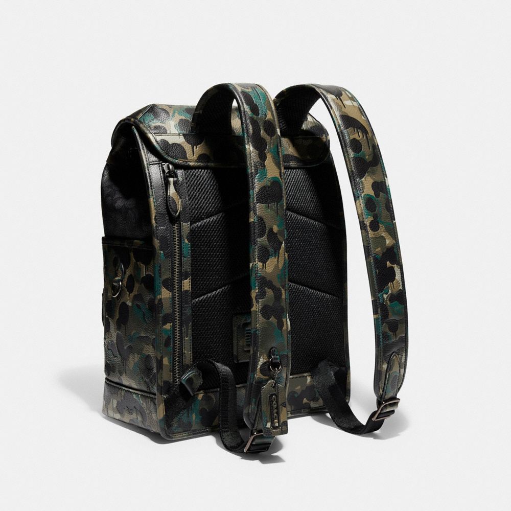 COACH®  League Flap Backpack With Camo Print