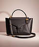 COACH®,RESTORED COURIER CARRYALL,Glovetanned Leather,Large,Brass/Black,Front View