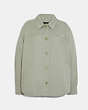 COACH®,HORSE AND CARRIAGE LIGHTWEIGHT SHACKET,cotton,Light Green,Front View