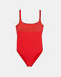 COACH®,SIGNATURE ONE PIECE SWIMSUIT,Polyamide,Red/Red,Front View