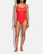 COACH®,SIGNATURE ONE PIECE SWIMSUIT,Polyamide,Red/Red,Scale View
