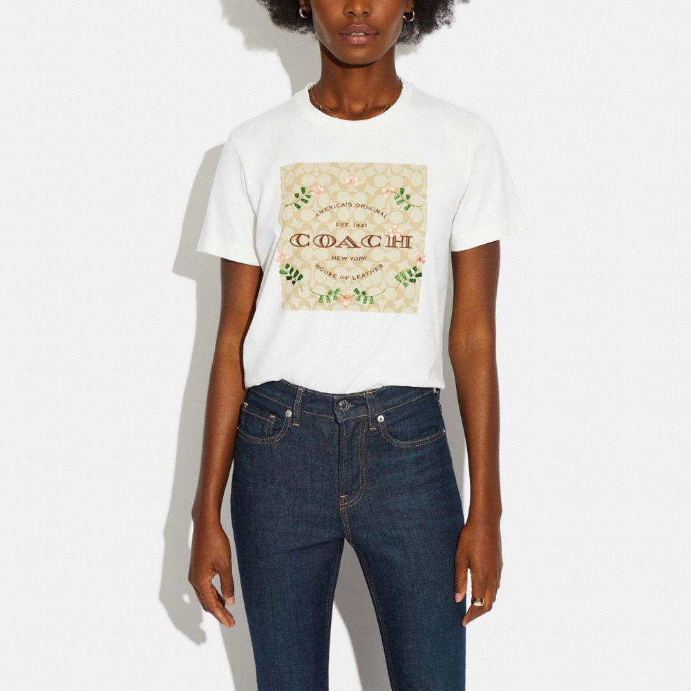 COACH®,Signature Floral Knot T Shirt,,Scale View