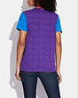 COACH®,BLOCKED SIGNATURE T-SHIRT,cotton,Purple Multi,Scale View