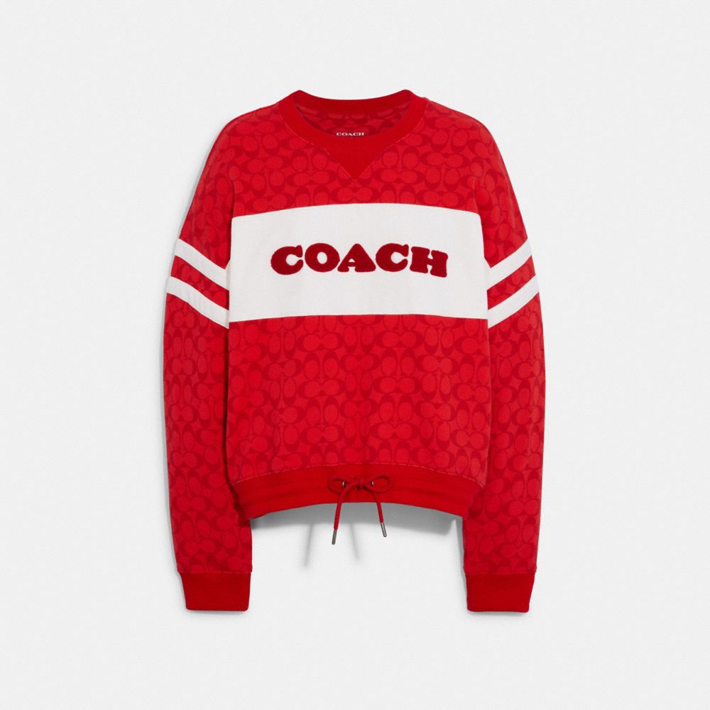 COACH®,SIGNATURE SPORTY SWEATSHIRT,Red,Front View