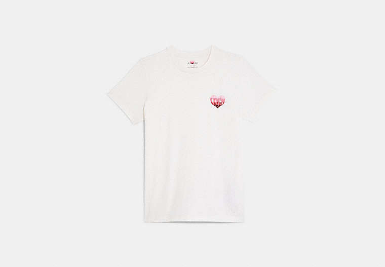 COACH®,SIGNATURE HEART T-SHIRT,White,Front View image number 0