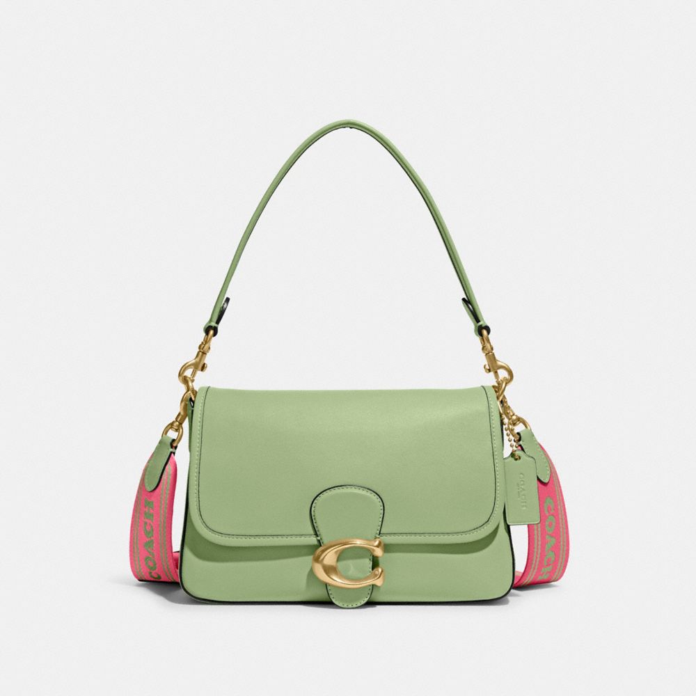 COACH®,SOFT TABBY SHOULDER BAG,Medium,Brass/Pale Pistachio,Front View