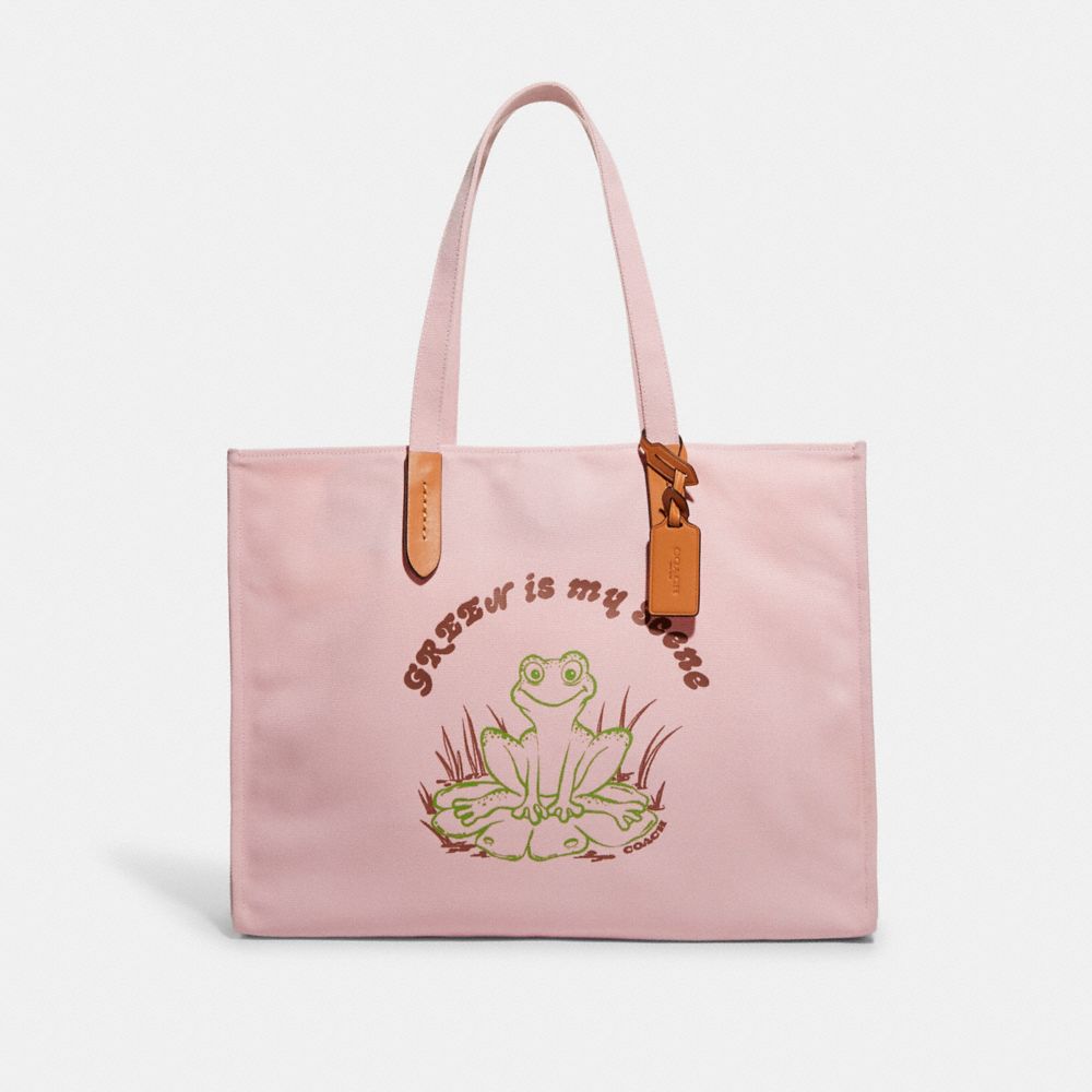 Peach Forest Print Canvas Small Tote Bag